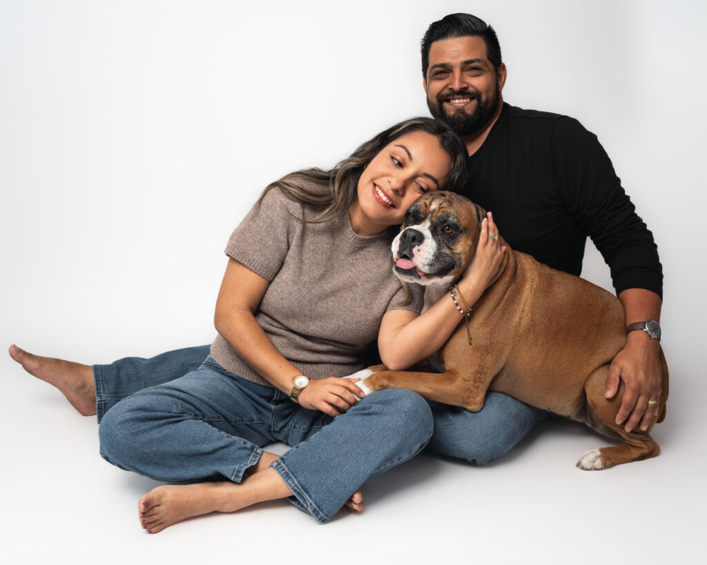 Dog friendly indoor activity in San Diego featuring a studio portrait session